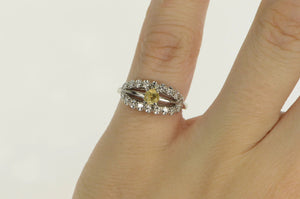 18K Art Deco Citrine Diamond Vintage Engagement Ring White Gold