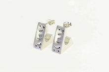 Load image into Gallery viewer, Sterling Silver Squared Geometric Pattern Triangle Hoop Earrings