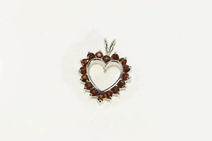 Sterling Silver Cubic Zirconia Garnet Heart Love Reversible Pendant