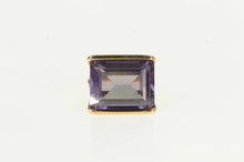 Load image into Gallery viewer, 14K 1940's Emerald Cut Amethyst Squared Filigree Ring Yellow Gold