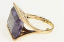 Load image into Gallery viewer, 14K 1940's Emerald Cut Amethyst Squared Filigree Ring Yellow Gold
