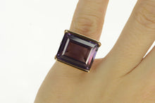 Load image into Gallery viewer, 14K 1940's Emerald Cut Amethyst Squared Filigree Ring Yellow Gold