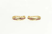 Load image into Gallery viewer, 10K 2.20 Ctw Natural Ruby Diamond Oval Hoop Earrings Yellow Gold
