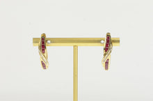 Load image into Gallery viewer, 10K 2.20 Ctw Natural Ruby Diamond Oval Hoop Earrings Yellow Gold