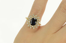 Load image into Gallery viewer, 14K 2.80 Ctw Sapphire Diamond Halo Engagement Ring Yellow Gold