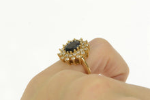 Load image into Gallery viewer, 14K 2.80 Ctw Sapphire Diamond Halo Engagement Ring Yellow Gold