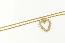 Load image into Gallery viewer, 14K 1.6mm Rope Chain Diamond Heart Love Necklace 18.25" Yellow Gold