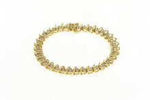 Load image into Gallery viewer, 10K 3.50 Ctw Cognac Diamond Wavy Link Tennis Bracelet 7" Yellow Gold
