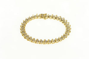 10K 3.50 Ctw Cognac Diamond Wavy Link Tennis Bracelet 7" Yellow Gold