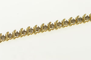 10K 3.50 Ctw Cognac Diamond Wavy Link Tennis Bracelet 7" Yellow Gold