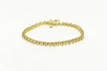 Load image into Gallery viewer, 10K 2.00 Ctw Wavy Link Diamond Classic Tennis Bracelet 7" Yellow Gold