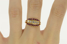 Load image into Gallery viewer, 14K Retro Diamond Ruby Ornate Wedding Band Ring Yellow Gold