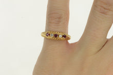 Load image into Gallery viewer, 14K Ornate Filigree Ruby Diamond Ornate Band Ring Yellow Gold