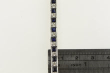 Load image into Gallery viewer, 14K 3.25 Ctw Lab Created Sapphire Diamond Bracelet 6.75" White Gold