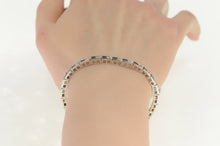 Load image into Gallery viewer, 14K 3.25 Ctw Lab Created Sapphire Diamond Bracelet 6.75" White Gold