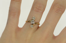 Load image into Gallery viewer, 14K 0.78 Ctw 1950's Diamond Bypass Engagement Ring Yellow Gold