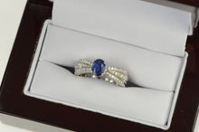 Load image into Gallery viewer, 18K 1.40 Ctw F Lau Sapphire Diamond Engagement Ring White Gold