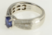 Load image into Gallery viewer, 18K 1.40 Ctw F Lau Sapphire Diamond Engagement Ring White Gold