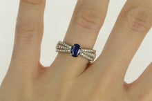 Load image into Gallery viewer, 18K 1.40 Ctw F Lau Sapphire Diamond Engagement Ring White Gold
