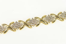 Load image into Gallery viewer, 10K 4.00 Ctw Diamond Cluster X Link Tennis Bracelet 7" Yellow Gold
