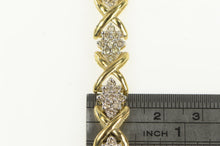 Load image into Gallery viewer, 10K 4.00 Ctw Diamond Cluster X Link Tennis Bracelet 7" Yellow Gold