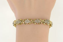 Load image into Gallery viewer, 10K 4.00 Ctw Diamond Cluster X Link Tennis Bracelet 7&quot; Yellow Gold