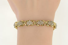 Load image into Gallery viewer, 10K 4.00 Ctw Diamond Cluster X Link Tennis Bracelet 7" Yellow Gold