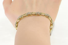 Load image into Gallery viewer, 10K 4.00 Ctw Diamond Cluster X Link Tennis Bracelet 7" Yellow Gold
