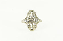 Load image into Gallery viewer, 18K Art Deco Filigree Diamond Ornate Engagement Ring White Gold