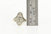 Load image into Gallery viewer, 18K Art Deco Filigree Diamond Ornate Engagement Ring White Gold