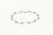 Load image into Gallery viewer, 14K Tanzanite Cluster Triangle Wavy Link Bracelet 6.75" White Gold