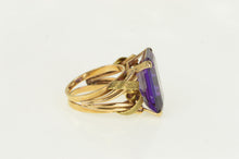 Load image into Gallery viewer, 10K Emerald Cut Amethyst Elaborate Cocktail Ring Yellow Gold