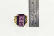 Load image into Gallery viewer, 10K Emerald Cut Amethyst Elaborate Cocktail Ring Yellow Gold