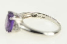Load image into Gallery viewer, 10K Oval Amethyst Diamond Cluster Accent Ring White Gold