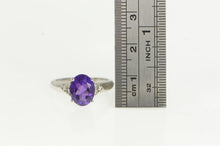 Load image into Gallery viewer, 10K Oval Amethyst Diamond Cluster Accent Ring White Gold