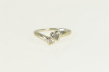 Load image into Gallery viewer, 10K Diamond Blue Topaz Heart Love bypass Ring White Gold