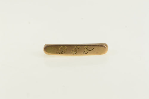 10K D E Z Monogram Engravable Bar Pin/Brooch Yellow Gold