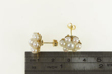 Load image into Gallery viewer, 14K 1950's Vintage Pearl Flower Cluster Earrings Yellow Gold