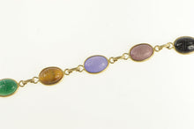 Load image into Gallery viewer, 14K 1960's Carved Scarab Tiger's Eye Onyx Bracelet 7" Yellow Gold