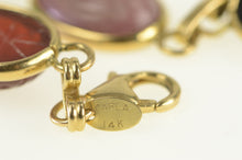 Load image into Gallery viewer, 14K 1960's Carved Scarab Tiger's Eye Onyx Bracelet 7" Yellow Gold
