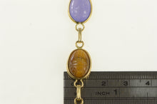 Load image into Gallery viewer, 14K 1960's Carved Scarab Tiger's Eye Onyx Bracelet 7" Yellow Gold