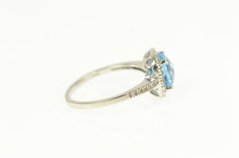 Load image into Gallery viewer, 10K Cushion Blue Topaz Diamond Halo Ring White Gold