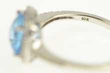 Load image into Gallery viewer, 10K Cushion Blue Topaz Diamond Halo Ring White Gold