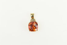 Load image into Gallery viewer, 10K Cushion Syn. Spessartine Diamond Pendant Yellow Gold