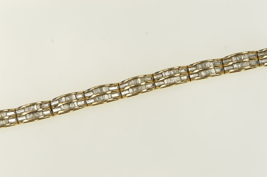 10K 2.00 Ctw Baguette Diamond Curved Bar Bracelet 6.75