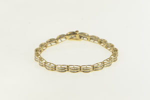 10K 2.00 Ctw Baguette Diamond Curved Bar Bracelet 6.75" Yellow Gold