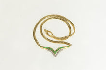 Load image into Gallery viewer, 14K 1.25 Ctw Emerald Diamond Chevron Chain Necklace 15" Yellow Gold