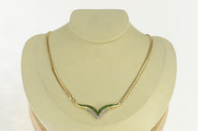 Load image into Gallery viewer, 14K 1.25 Ctw Emerald Diamond Chevron Chain Necklace 15" Yellow Gold