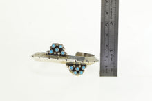 Load image into Gallery viewer, Sterling Silver Turquoise Triangle Cluster Vintage Cuff Bracelet 5.75"