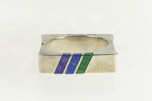 Load image into Gallery viewer, Sterling Silver Lapis Sugilite Malachite Square Bangle Bracelet 6.5"